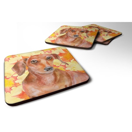 Red Dachshund Fall Foam Coaster, 3.5 X 3.5 In. - Set Of 4